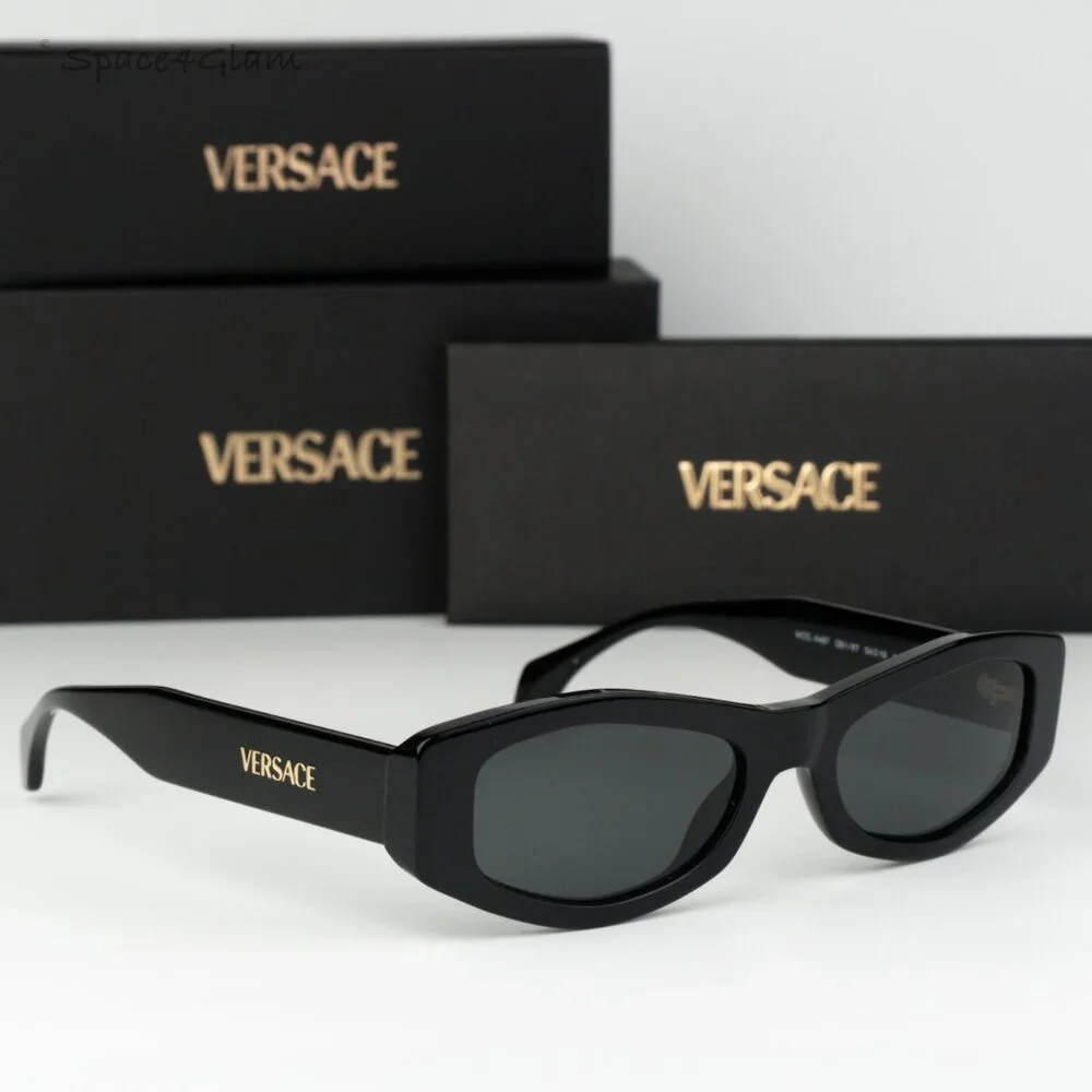 Versace Men Sunglasses Black Dark Grey Rectangle VE4487 GB1/87 NEW AUTHENTIC